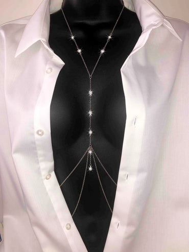 Body Jewelry Chain Multi Layers Y Tassel Necklace Pendants Gold Silver Color Fashion Body Waist Harness with Crystals Dainty Elegant Style