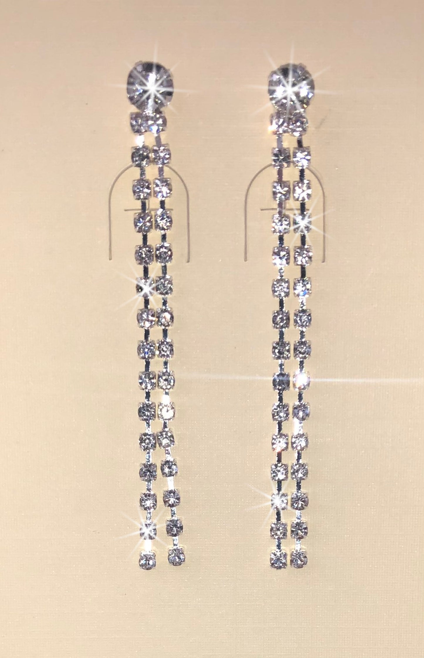 Body Jewelry Chain Earrings and Y Lariat Necklace Set Silver Color Fashion Crystal Pendants Chandelier Drop Tassel Elegant Minimalist Style