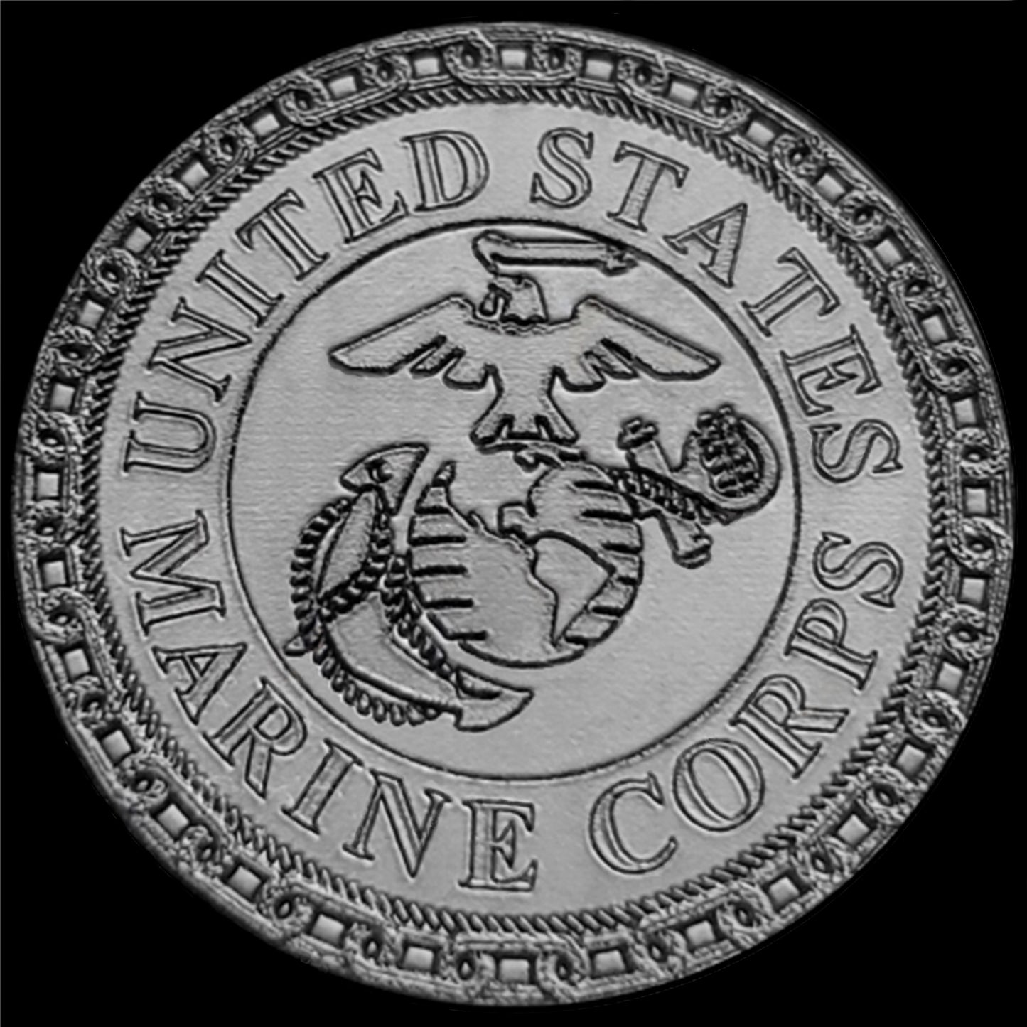 Marine Corps Engraved Watch Band Compatible with Samsung Galaxy Watch 3 45mm 46mm Gear S3 Frontier and Classic Black Stainless Steel Strap MC1 -B22