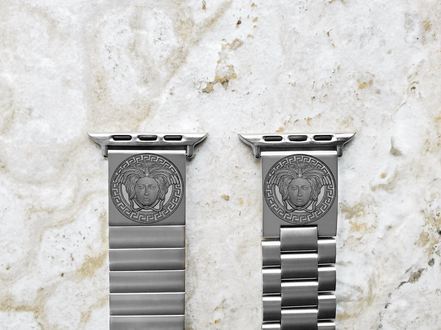 Custom Personalized Unique Engraved Band for Apple Watch Ultra 2 9 8 7 SE 6 5 4 3 2 1 Case 38mm 40mm 41mm 42mm 44mm 45mm 49mm Silver Stainless Steel Strap Great Gift