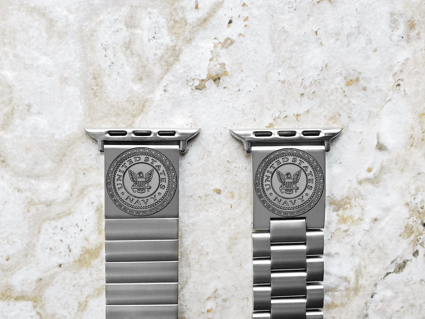 US Navy Engraved Watch Band Compatible with Apple iWatch Ultra 2 9 8 7 SE 6 5 4 3 2 1 Case 38mm 40mm 41mm 42mm 44mm 45mm 49mm Stainless Steel Strap NE1