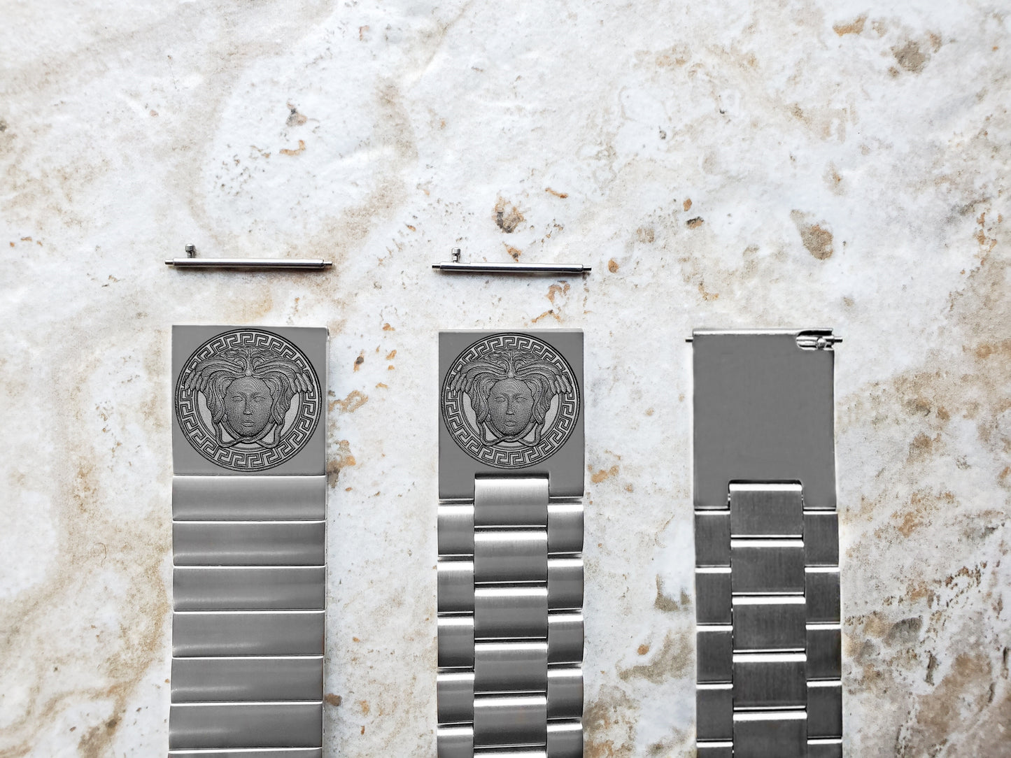 Medusa Head Engraved Watch Band Compatible with Garmin Forerunner 745 265 255 Venu 3 2 Vivoactive 4 Darth Vader First Avenger Stainless Steel Strap N13 -B22