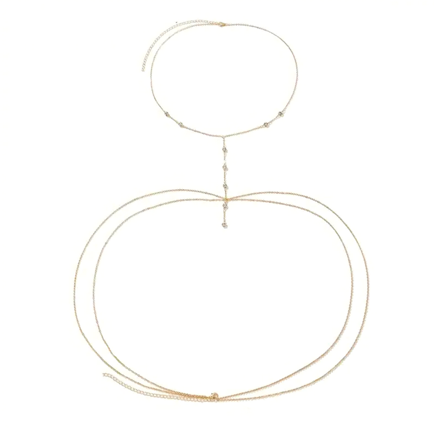 Body Jewelry Chain Multi Layers Y Tassel Necklace Pendants Gold Silver Color Fashion Body Waist Harness with Crystals Dainty Elegant Style