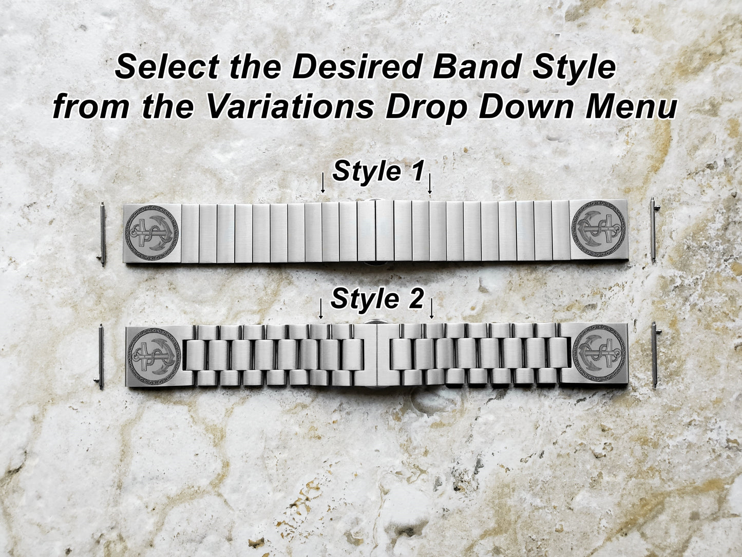 Anchor Engraved Watch Band Compatible with Samsung Galaxy Watch 3 45mm 46mm Gear S3 Frontier and Classic Stainless Steel Bracelet Strap AN1 -B22