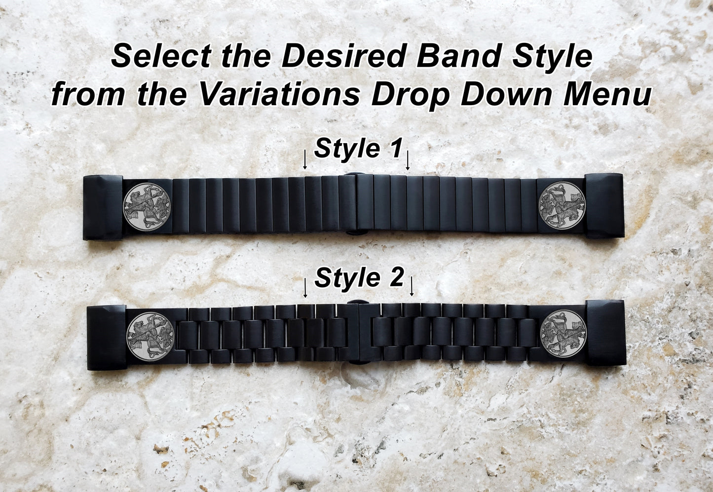Garmin Watch Band Saint George for Fenix 7X Pro 6X Pro 5X Plus Descent Mk3i 51mm Mk2i Mk2 Mk1 Enduro 2 Engraved Black Stainless Steel Strap DK2 A26