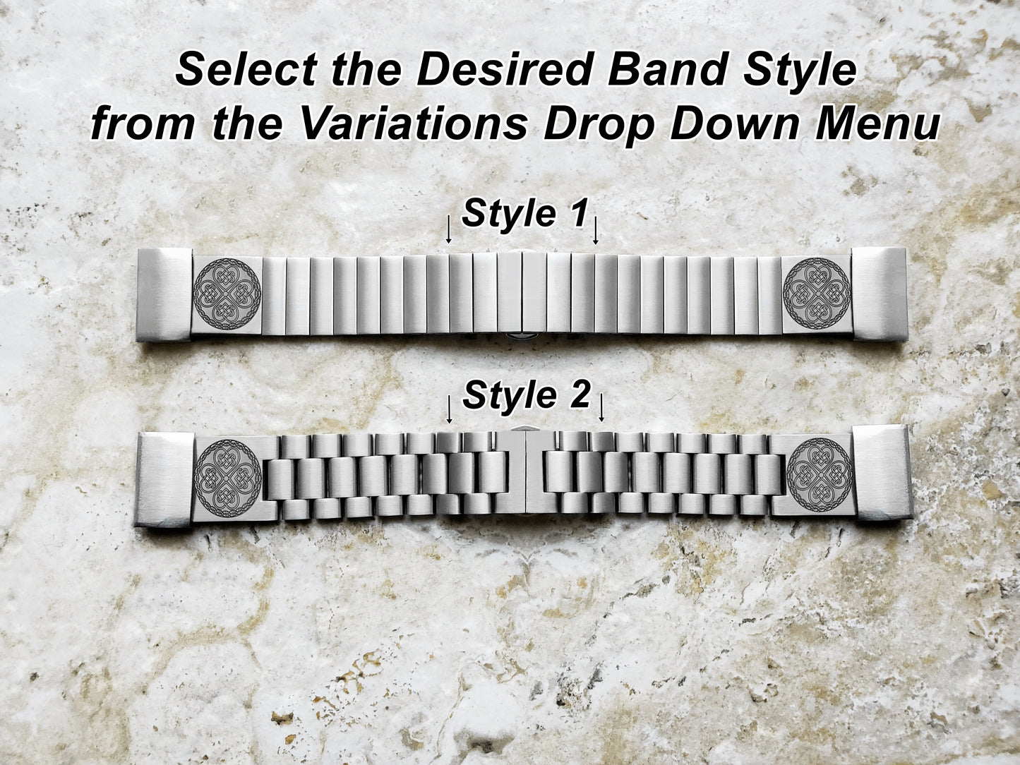 Celtic Clover Engraved Watch Band for Garmin Fenix 7X Pro 6X Pro 5X Plus Fenix 3 Descent Mk3i 51mm Mk2i Mk2 Mk1 and Enduro 2 Stainless Steel Strap CC3 -A26