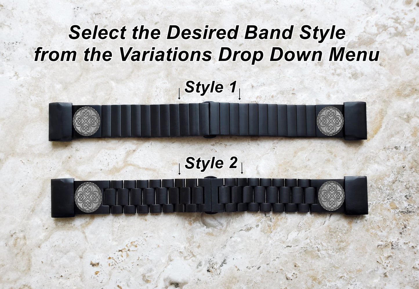 Celtic Clover Engraved Watch Band for Garmin epix Pro 51mm Foretrex 601 701 Quatix 3 6X 7X D2 Tactix 7 Instinct 2X Solar Black Stainless Steel Strap CC3 A26