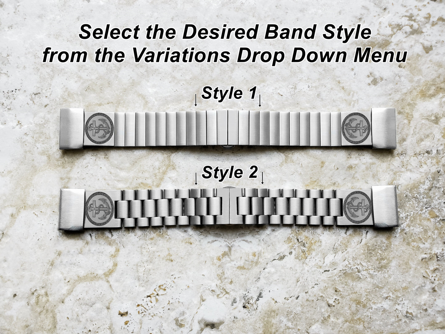 Anchor Engraved Watch Band for Garmin epix Pro 51mm Foretrex 601 701 Quatix 3 6X 7X D2 Tactix 7 Pro Instinct 2X Solar Stainless Steel Strap AN1 A26