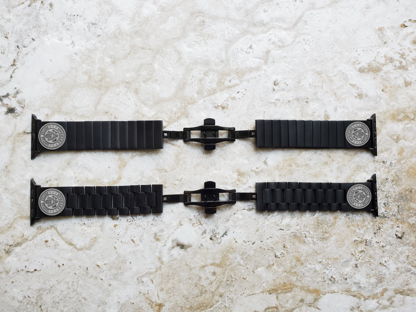 US Veteran Engraved Watch Band Compatible with Apple iWatch Ultra 2 9 8 7 SE 6 5 4 3 2 1 Case 38mm 40mm 41mm 42mm 44mm 45mm 49mm Black Stainless Steel Strap V3