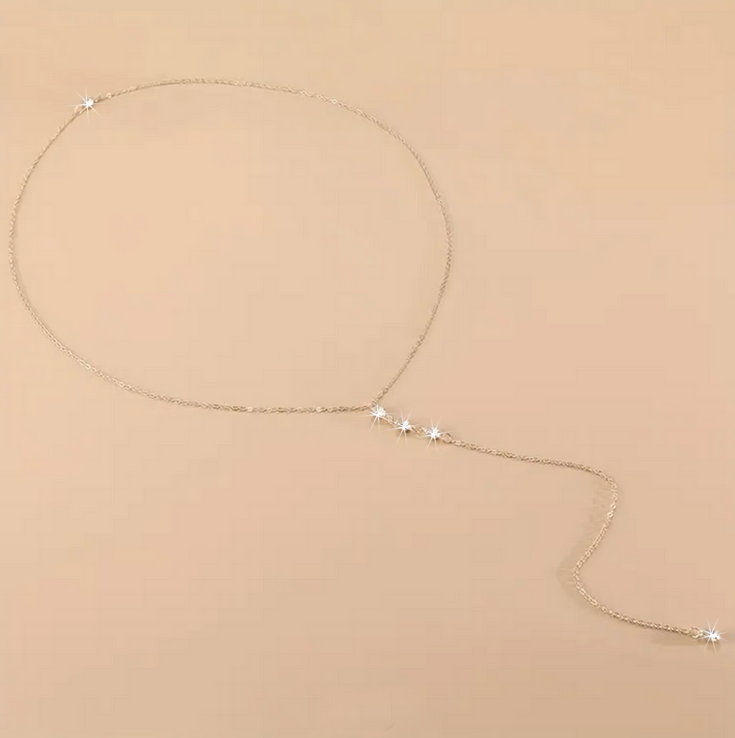 Body Jewelry Chain Fashion Elegant Gold Color Long Backdrop Close Pendants Lariat Tassel Y Chain Gemstones Necklace Reversible Back & Front