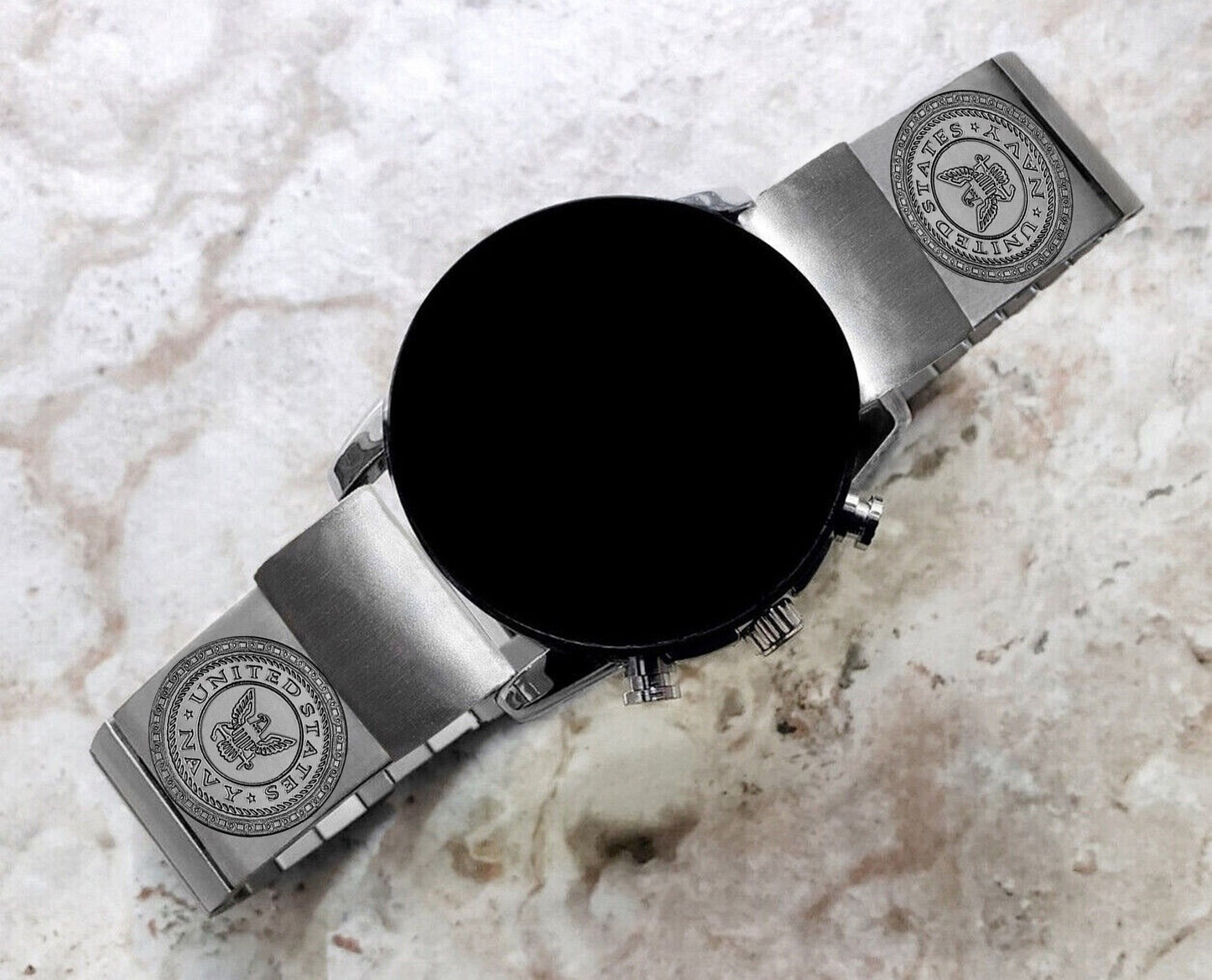 US Navy Engraved Watch Band for Garmin Fenix 7X Pro 6X Pro 5X Plus Fenix 3 Descent Mk3i 51mm Mk2i Mk2 Mk1 Enduro 2 Stainless Steel Strap NE1 -A26