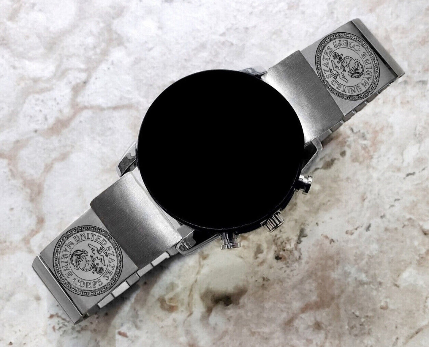 Marine Corps Engraved Watch Band for Garmin Fenix 7X Pro 6X Pro 5X Plus Fenix 3 Descent Mk3i 51mm Mk2i Mk2 Mk1 Enduro 2 Stainless Steel Strap MC1 -A26