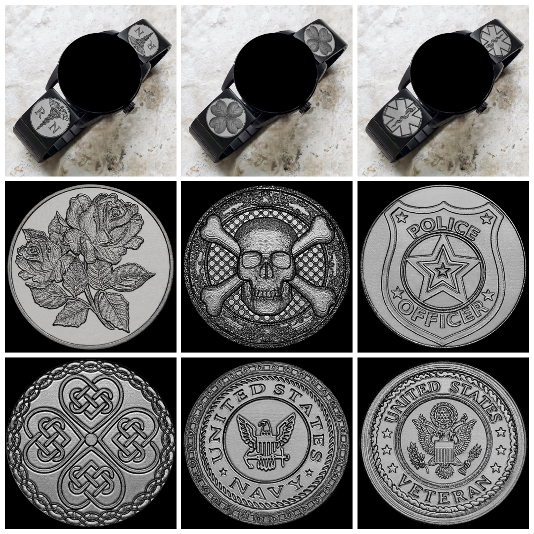 Custom Personalized Unique Engraved Band for Samsung Galaxy Watch 3 45mm 46mm Gear S3 Frontier and Classic Black Stainless Steel Bracelet Strap -B22