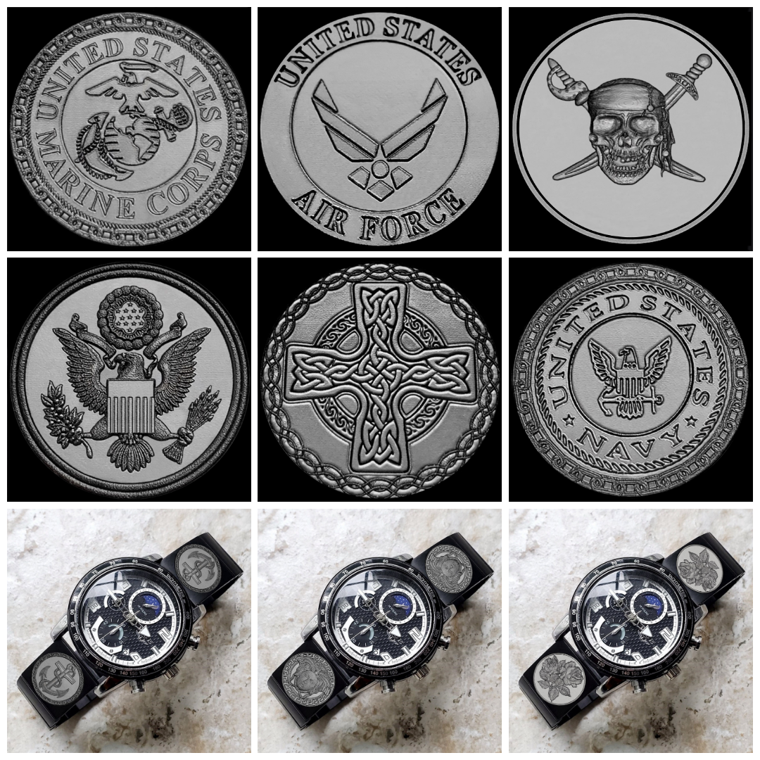 Custom Personalized Unique Engraved Watch Band for 22mm Width Lugs Traditional Casual Luxury and Smartwatches Black Stainless Steel Bracelet Strap Great Gift