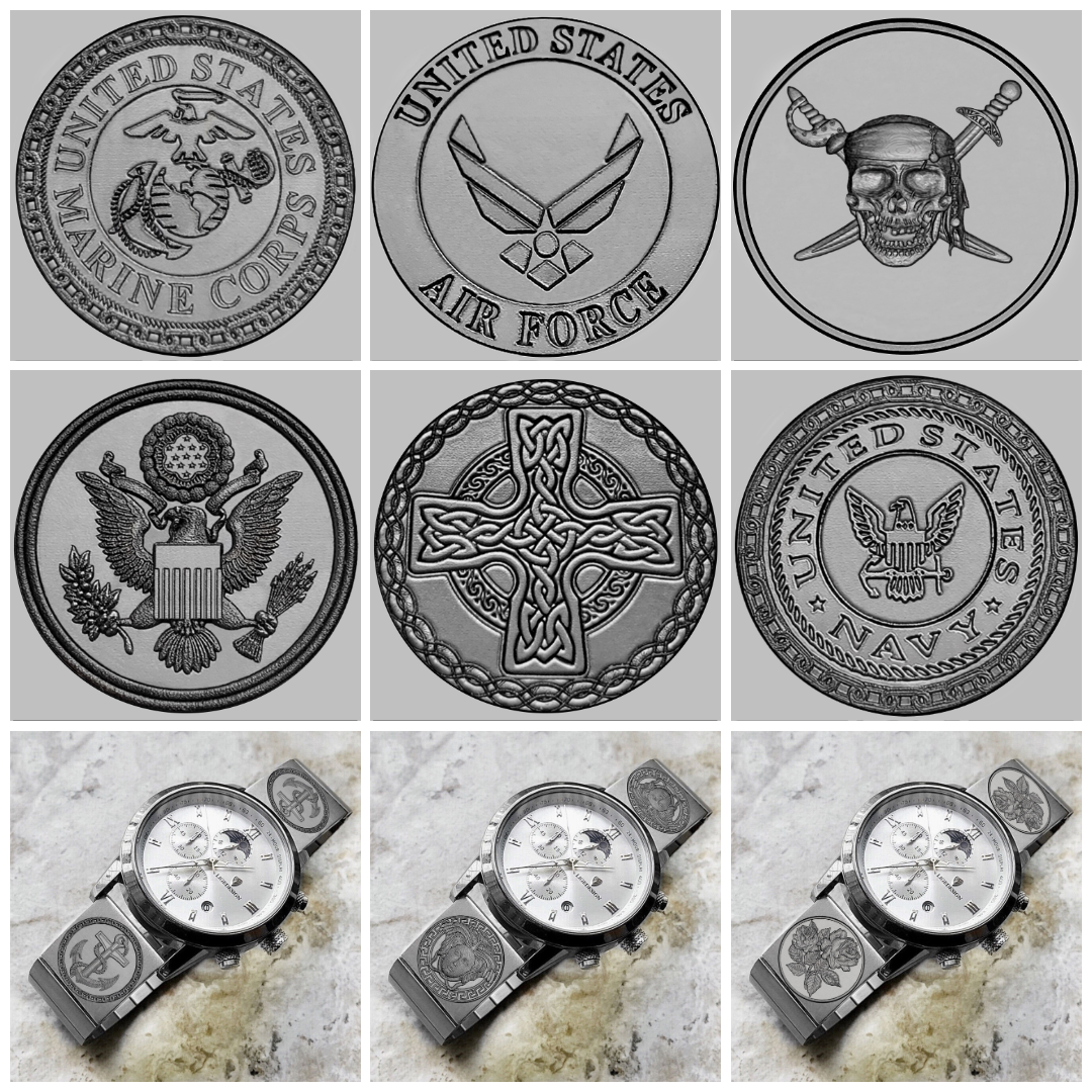 Custom Personalized Unique Engraved Watch Band for 22mm 24mm 25mm Lugs Traditional Casual Luxury and Smartwatches Silver Stainless Steel Strap Great Gift