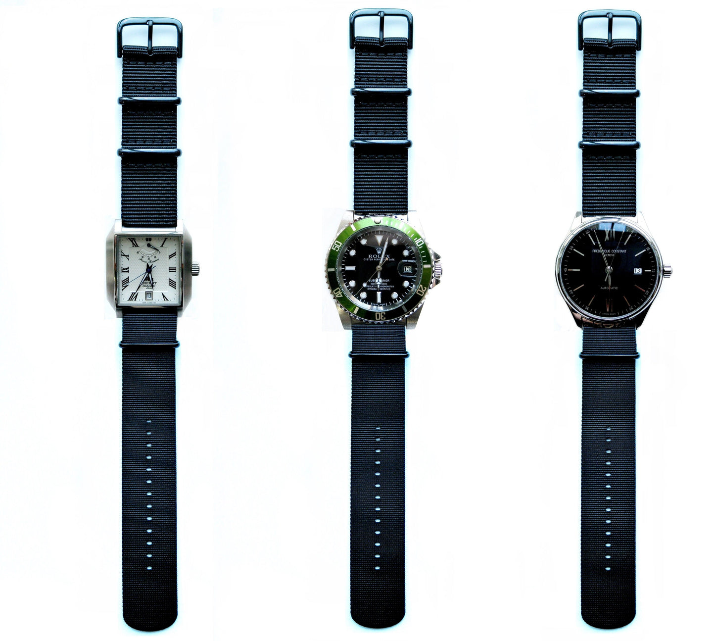 22mm 20mm 24mm Durable Long Lasting Nylon Band Strap for Luxury Sports and Casual Watches - Waterproof and Washable (NYL-ALLB)