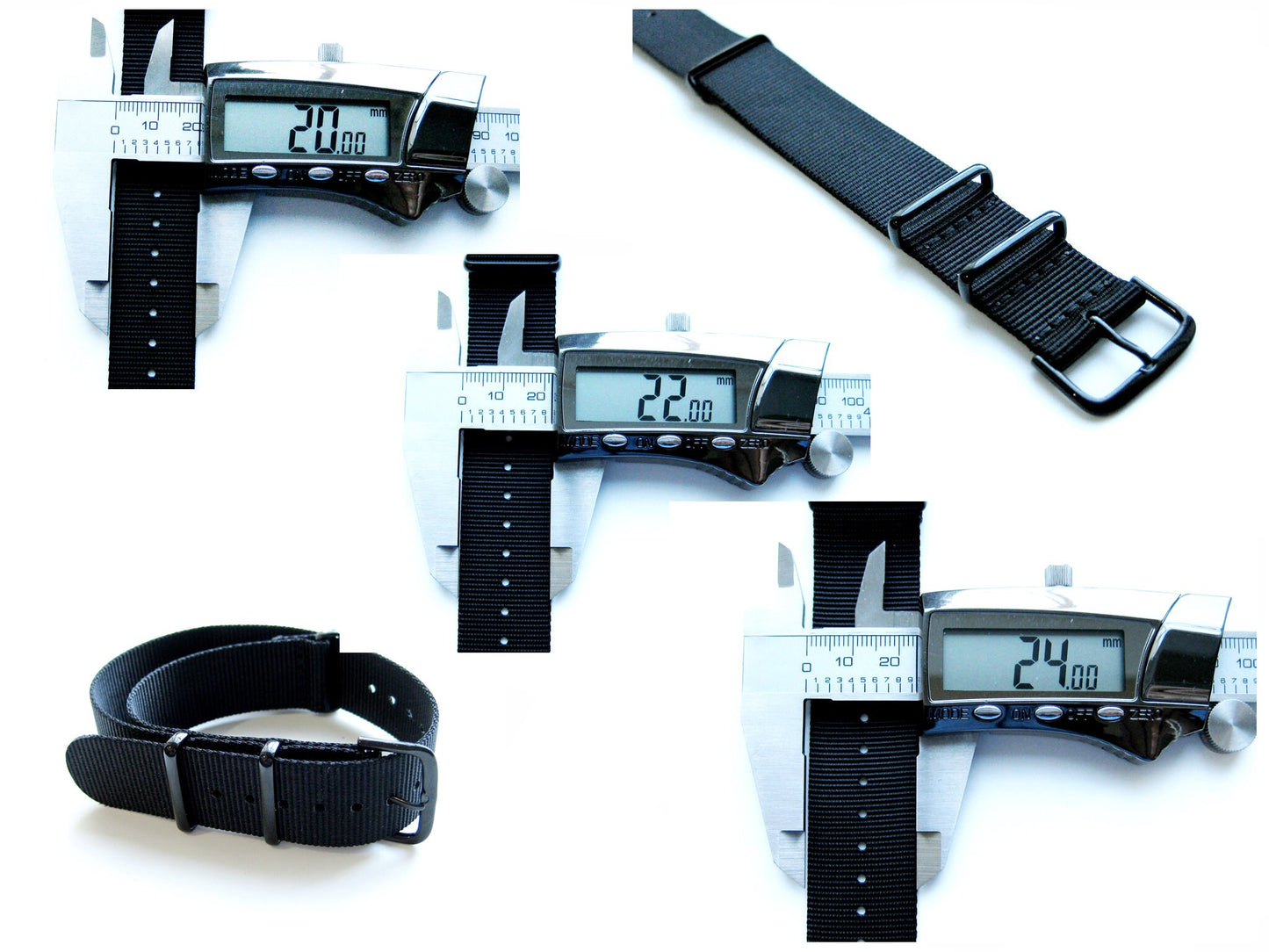 22mm 20mm 24mm Durable Long Lasting Nylon Band Strap for Luxury Sports and Casual Watches - Waterproof and Washable (NYL-ALLB)