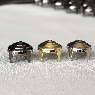 100pcs 9mm Gold Silver Gun Metal Color Prong Studs Rivets Craft Supplies Hardware Leatherworking for Fabric Leather Wood Rubber Projects -A5