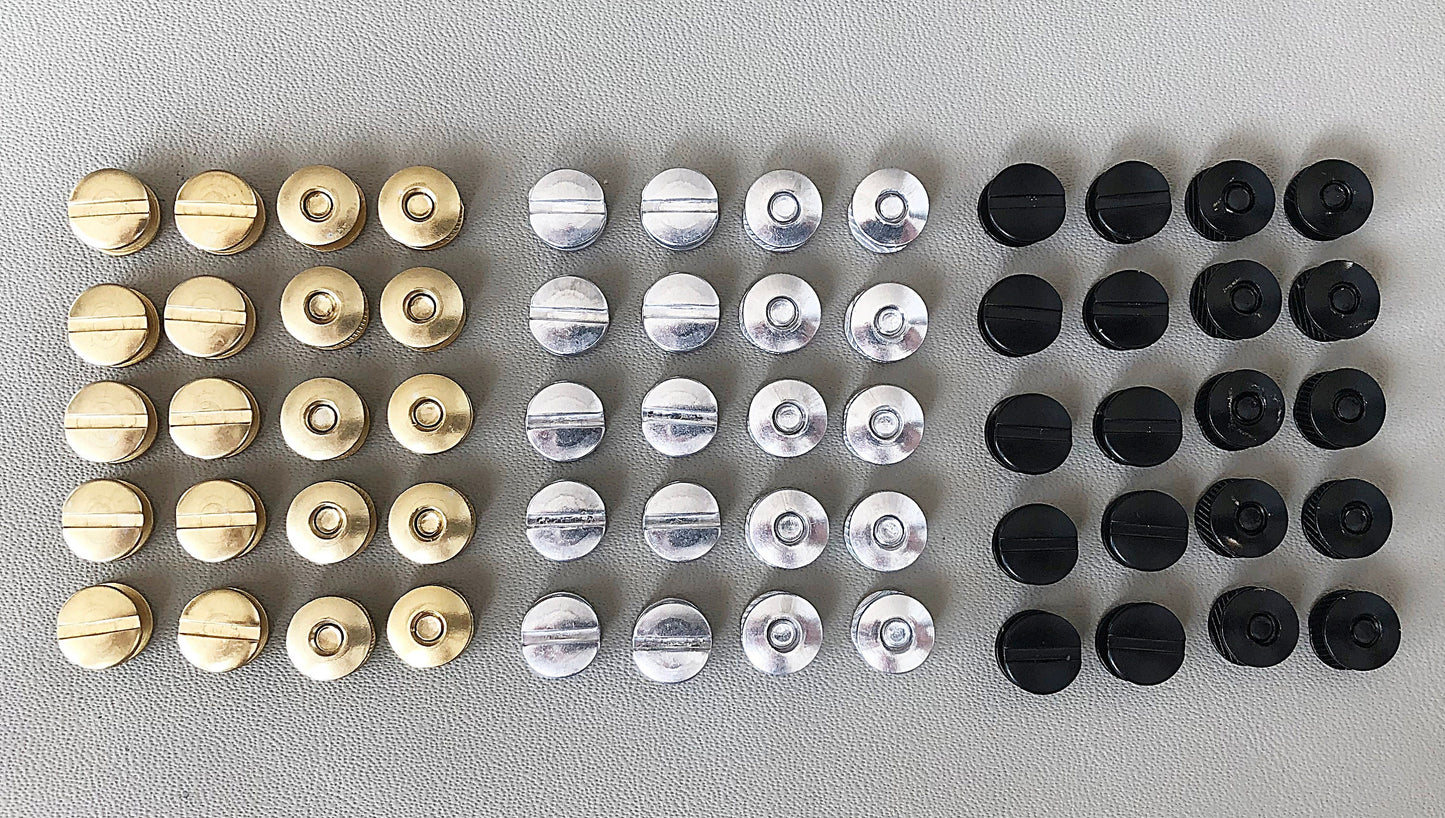20pcs Aluminum 1/8" 3mm , 1/4" 6mm Binding Chicago Screws Posts Rivets Conchos Silver Black Antique Gold Brass Plated Leather Craft Supplies