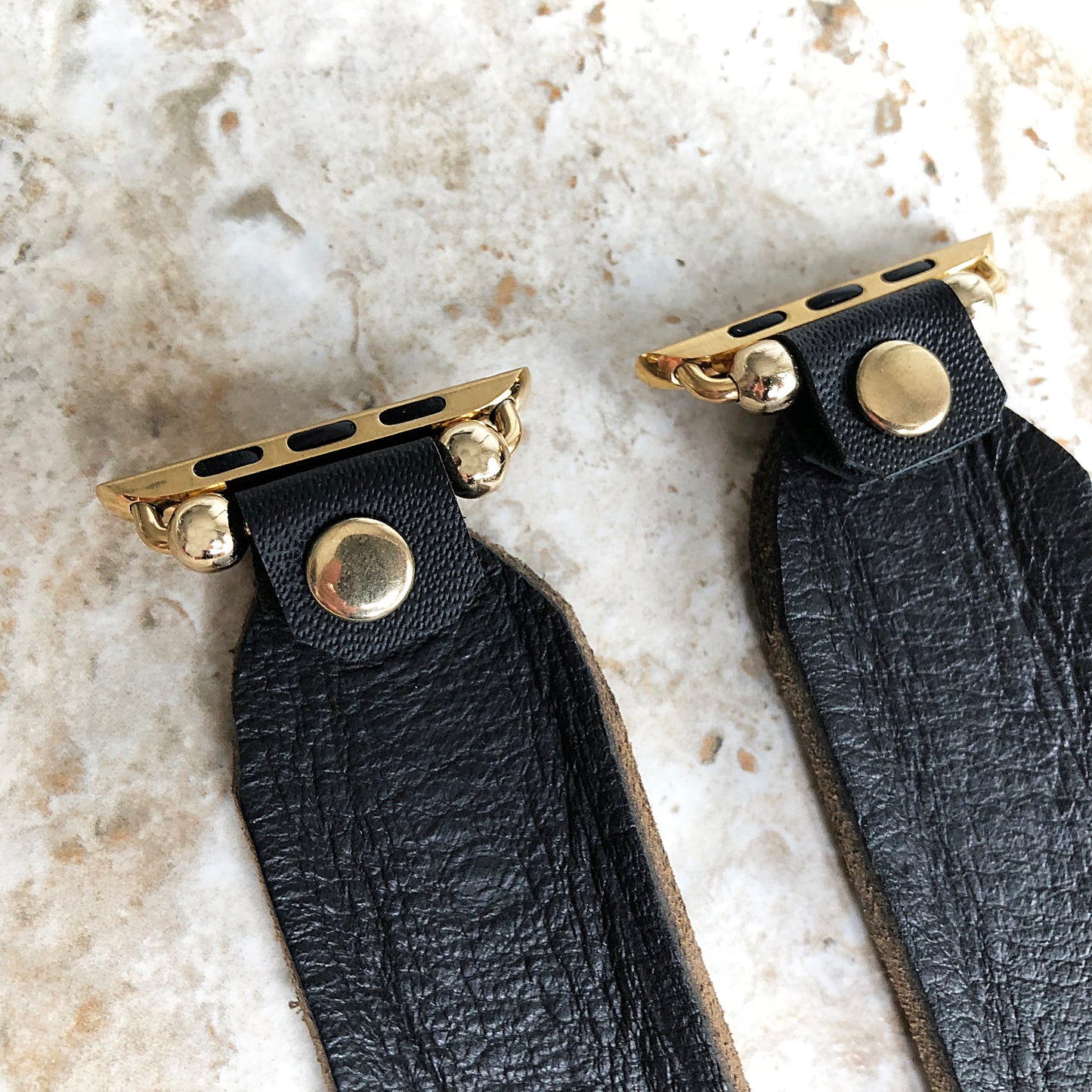 Apple Watch Ultra 2 9 8 7 SE 6 5 4 3 2 1 Black Distressed Leather Band Bracelet for 38mm 40mm 41mm 42mm 44mm 45mm 49mm Gold Stainless Steel