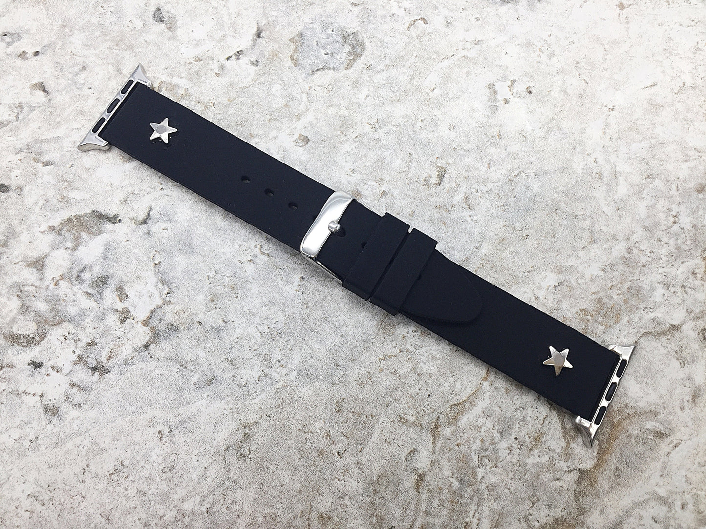 Apple Natural Soft Rubber Band Strap Quick Release with Metal Accent Star for iWatch 38mm 40mm 41mm 42mm 44mm 45mm 49mm Watch All Series