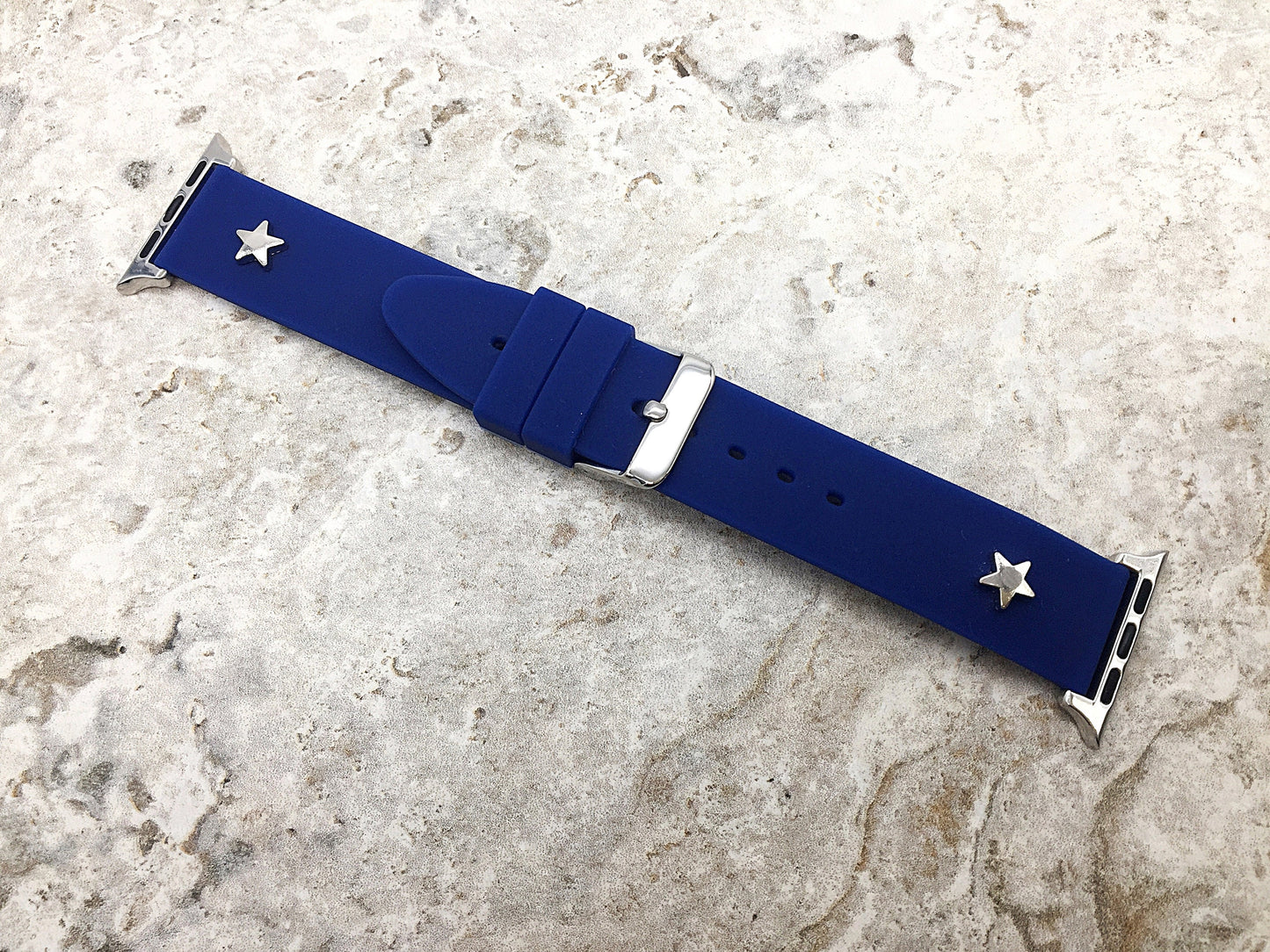Apple Natural Soft Rubber Band Strap Quick Release with Metal Accent Star for iWatch 38mm 40mm 41mm 42mm 44mm 45mm 49mm Watch All Series