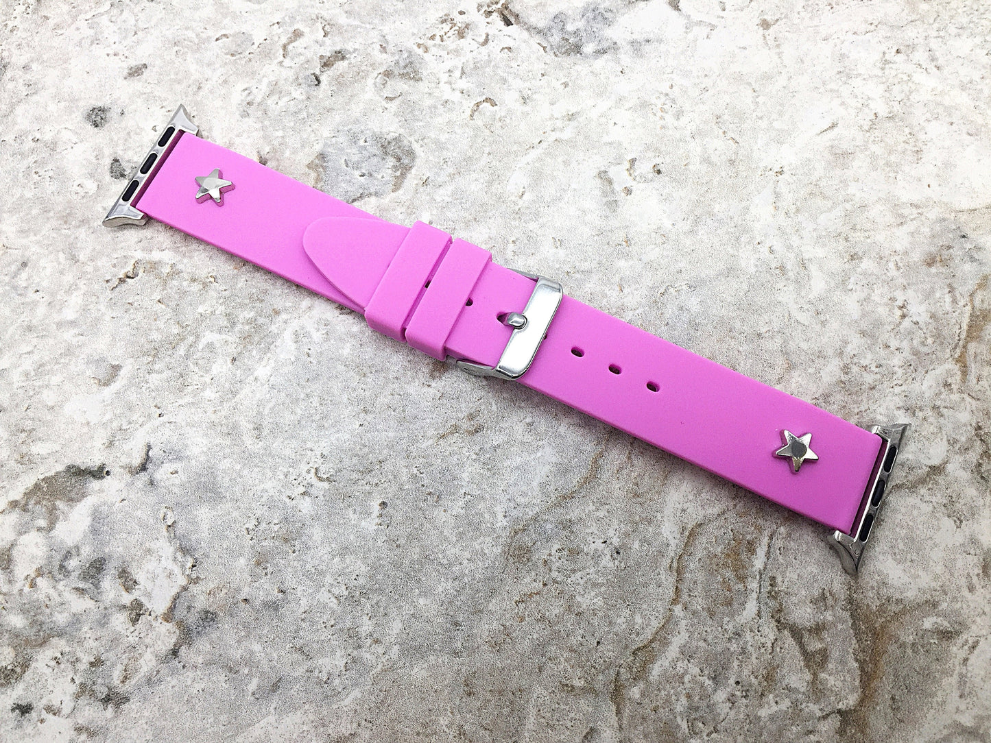 Apple Natural Soft Rubber Band Strap Quick Release with Metal Accent Star for iWatch 38mm 40mm 41mm 42mm 44mm 45mm 49mm Watch All Series