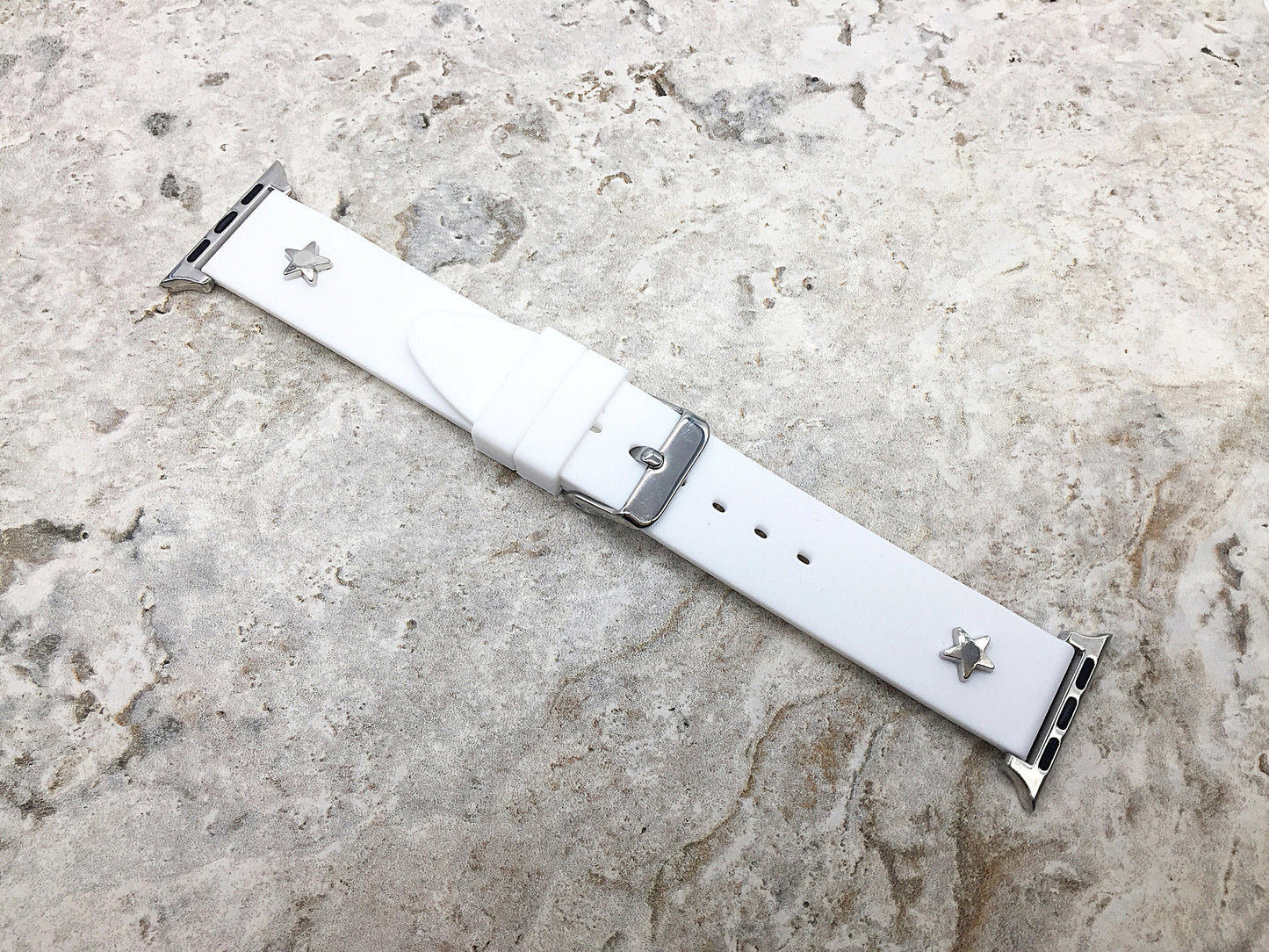 Apple Natural Soft Rubber Band Strap Quick Release with Metal Accent Star for iWatch 38mm 40mm 41mm 42mm 44mm 45mm 49mm Watch All Series