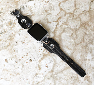 Apple New Handmade Band for iWatch All Series Black and Burnished Leather Bracelet Straps 38mm 40mm 41mm 42mm 44mm 45mm 49mm Case