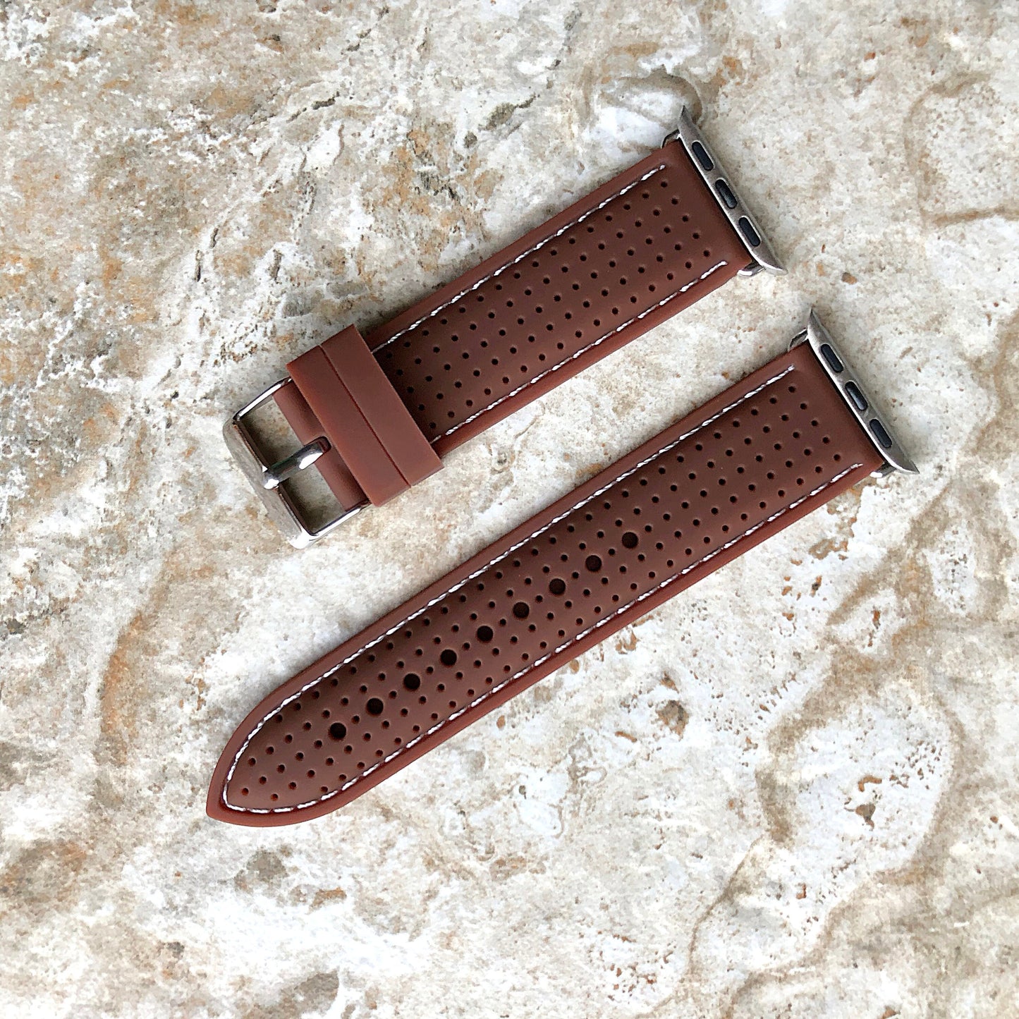 Apple New Soft Brown Band for iWatch All Series 38mm 40mm 41mm 42mm 44mm 45mm 49mm Rubber Luxury Sports Modern Silicone Strap Quick Release