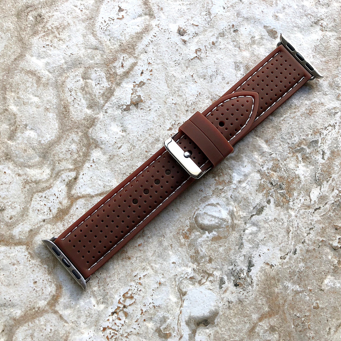 Apple New Soft Brown Band for iWatch All Series 38mm 40mm 41mm 42mm 44mm 45mm 49mm Rubber Luxury Sports Modern Silicone Strap Quick Release