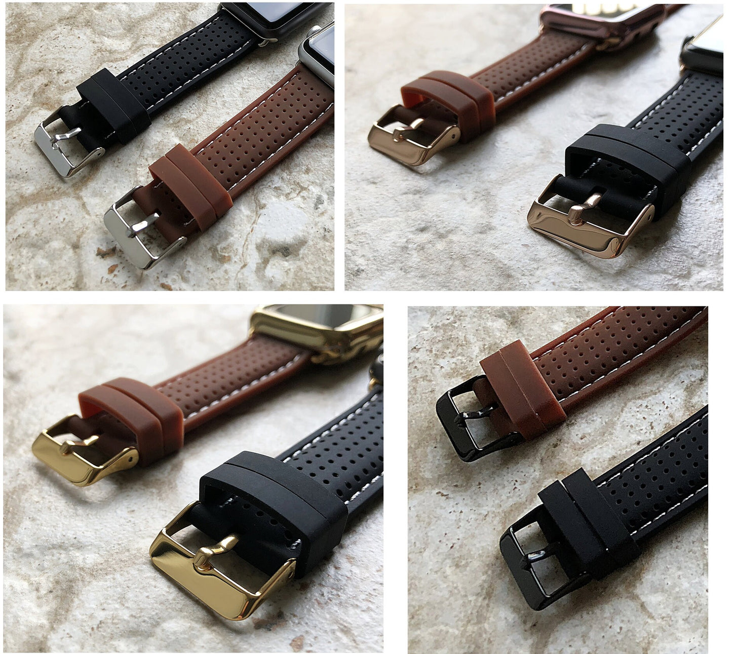 Apple New Soft Brown Band for iWatch All Series 38mm 40mm 41mm 42mm 44mm 45mm 49mm Rubber Luxury Sports Modern Silicone Strap Quick Release