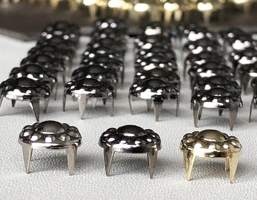 100pcs 9mm Gold Silver Gun Metal Color Prong Studs Rivets Craft Supplies Hardware Leatherworking for Fabric Leather Wood Rubber Projects -A3