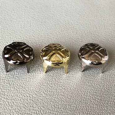 100pcs 9mm Gold Silver Gun Metal Color Prong Studs Rivets Craft Supplies Hardware Leatherworking for Fabric Leather Wood Rubber Projects -A4