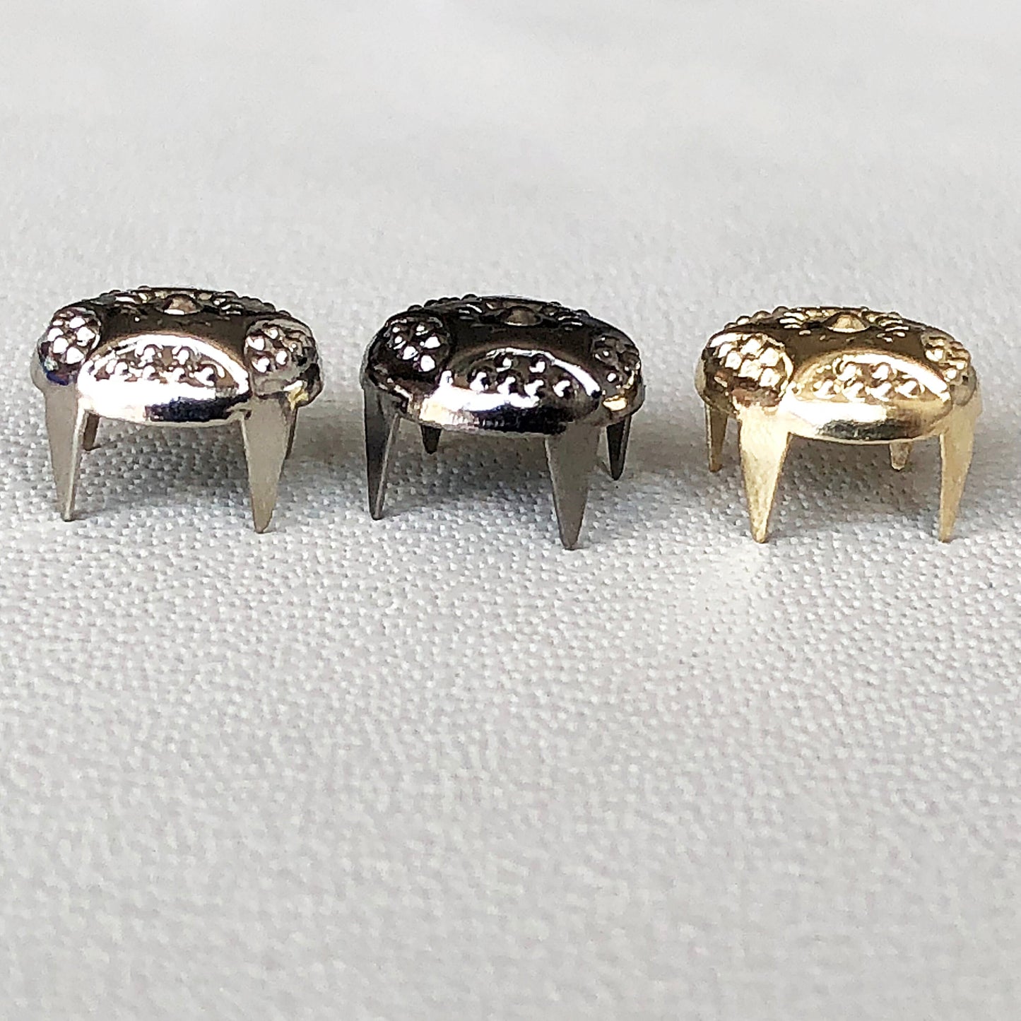 100pcs 9mm Gold Silver Gun Metal Color Prong Studs Rivets Craft Supplies Hardware Leatherworking for Fabric Leather Wood Rubber Projects -A6