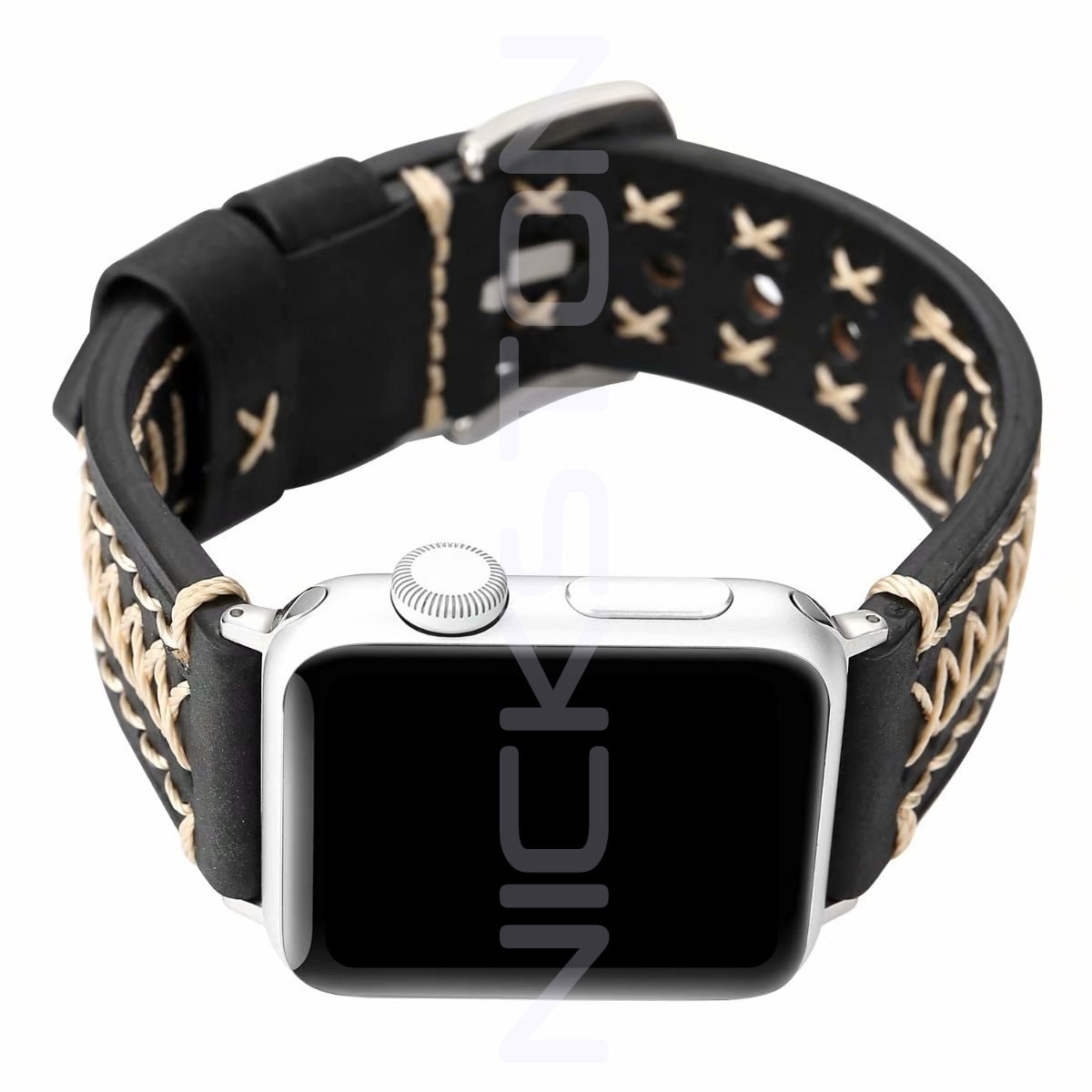 Apple Black Three Layers Band for iWatch Ultra 2 49mm and 9 8 Series 41mm 45mm Case Soft Leather Bands Straps Bracelet Hand Stitched