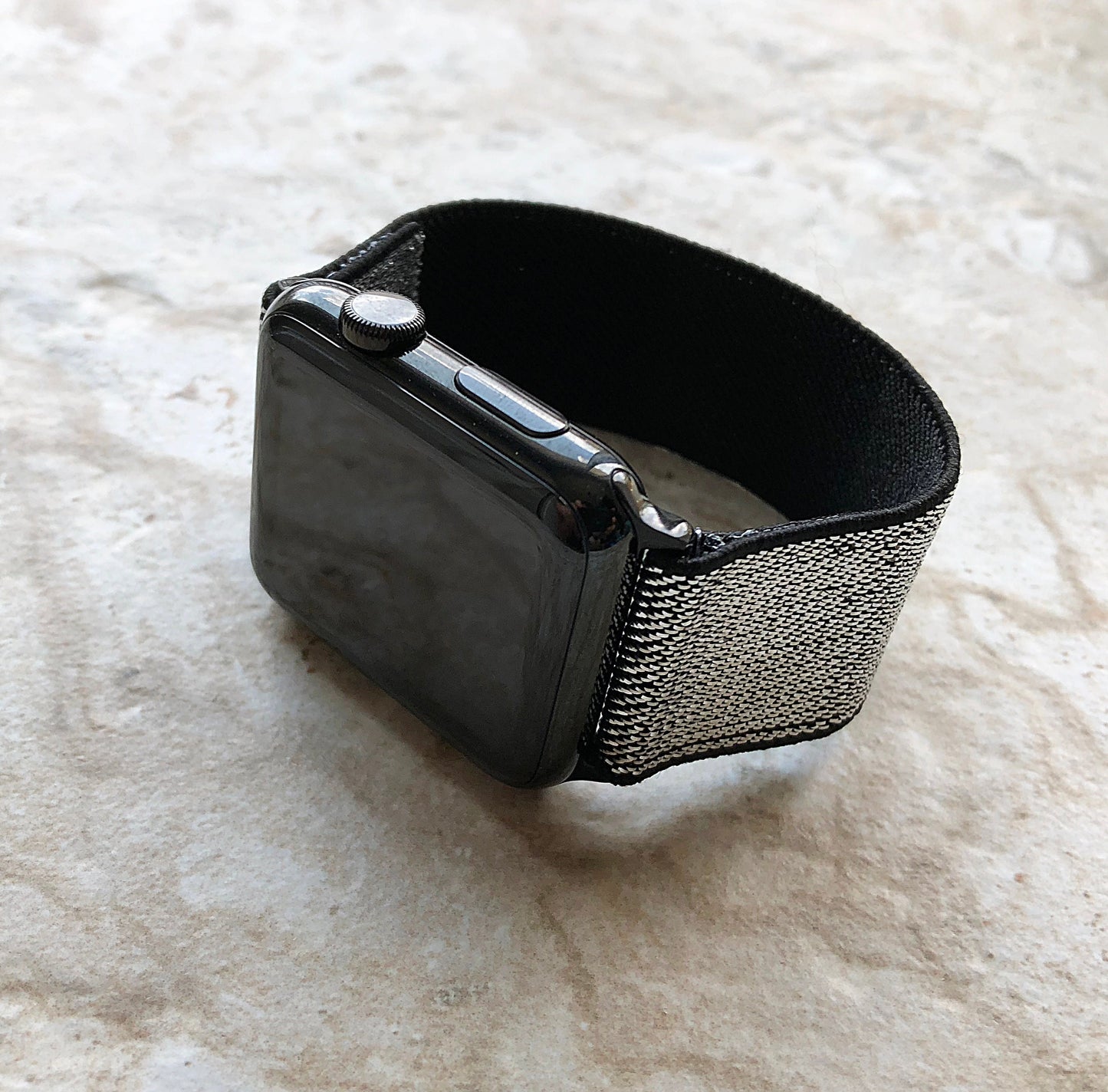 Apple Silver Black Sparkling Stretch Elastic Band Strap for Watch 38mm 40mm 41mm 42mm 44mm 45mm 49mm Case 1 2 3 4 5 6 SE 7 8 9 Ultra 2 and 1