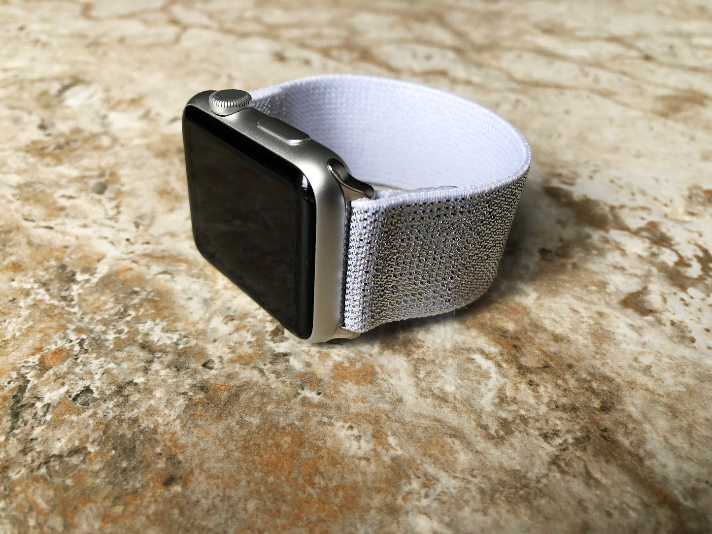 Apple Silver White Sparkling Stretch Elastic Band Strap for Watch 38mm 40mm 41mm 42mm 44mm 45mm 49mm 1 2 3 4 5 6 SE 7 8 9 Ultra 2 All Series
