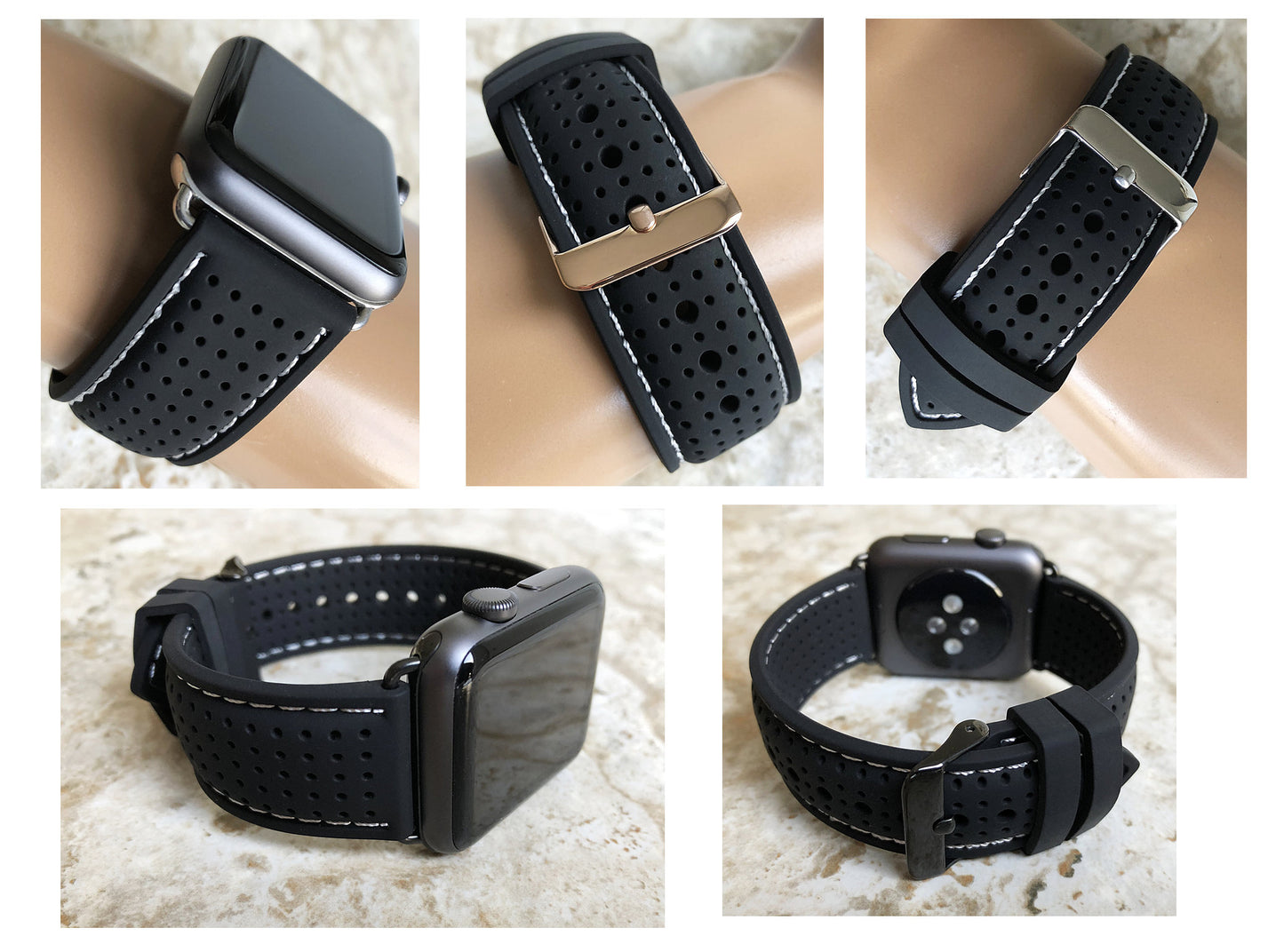 Apple New Luxury Sports Band for iWatch Ultra 2 9 8 7 SE 6 5 4 3 2 1 Series 38mm 40 41mm 42mm 44mm 45mm 49mm Modern Rubber Silicone Strap BL