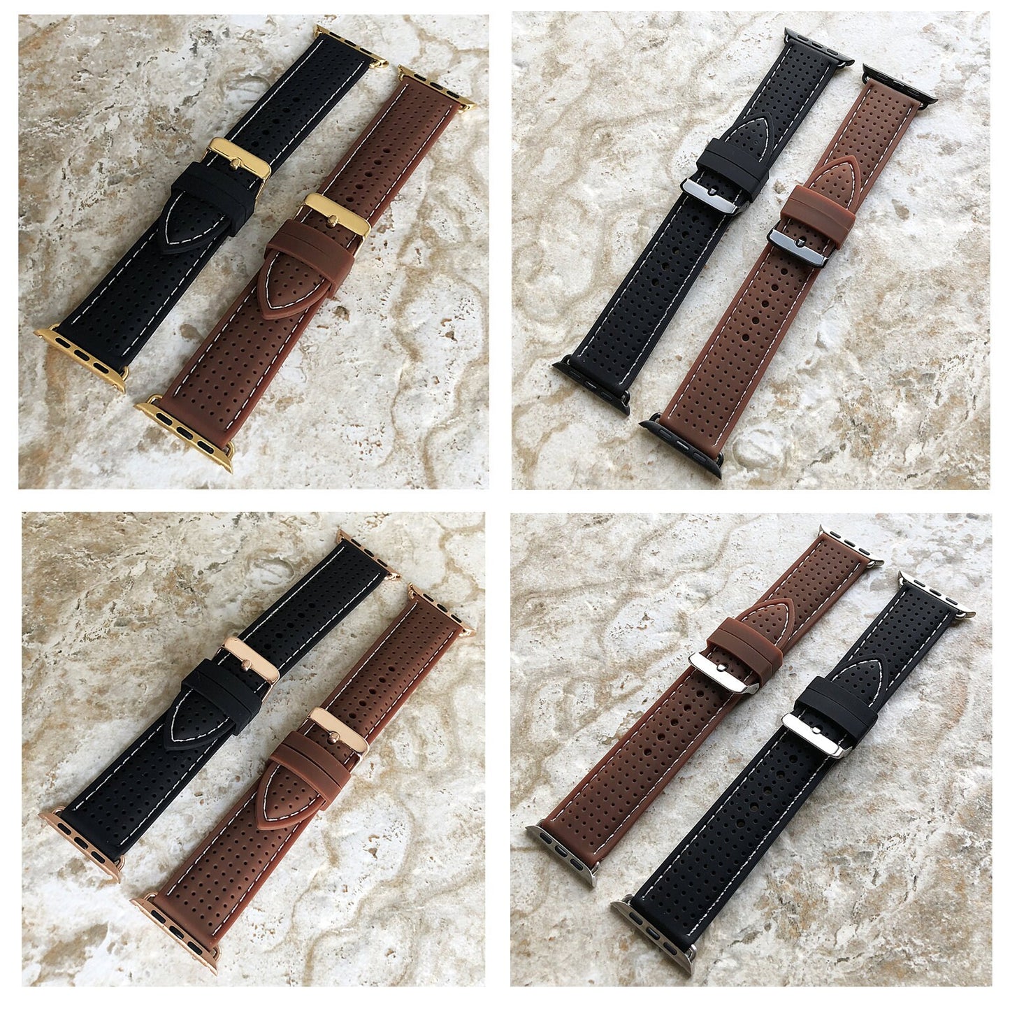 Apple New Soft Brown Band for iWatch All Series 38mm 40mm 41mm 42mm 44mm 45mm 49mm Rubber Luxury Sports Modern Silicone Strap Quick Release