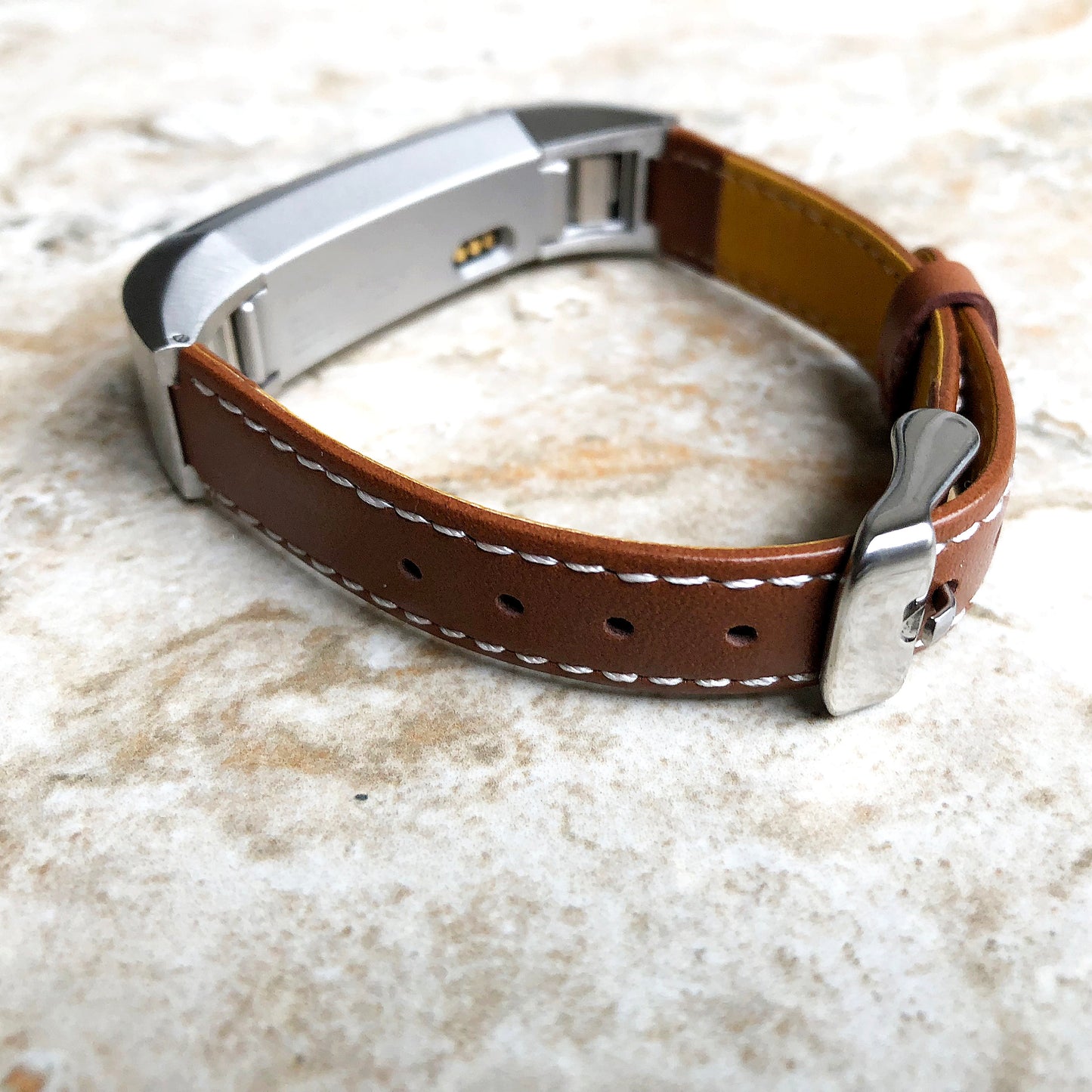 Fitbit Alta HR Unisex Elegant Stylish Soft Leather Band Strap with Stitching Details Quick Release Adapters Included Ready to Attach LSM