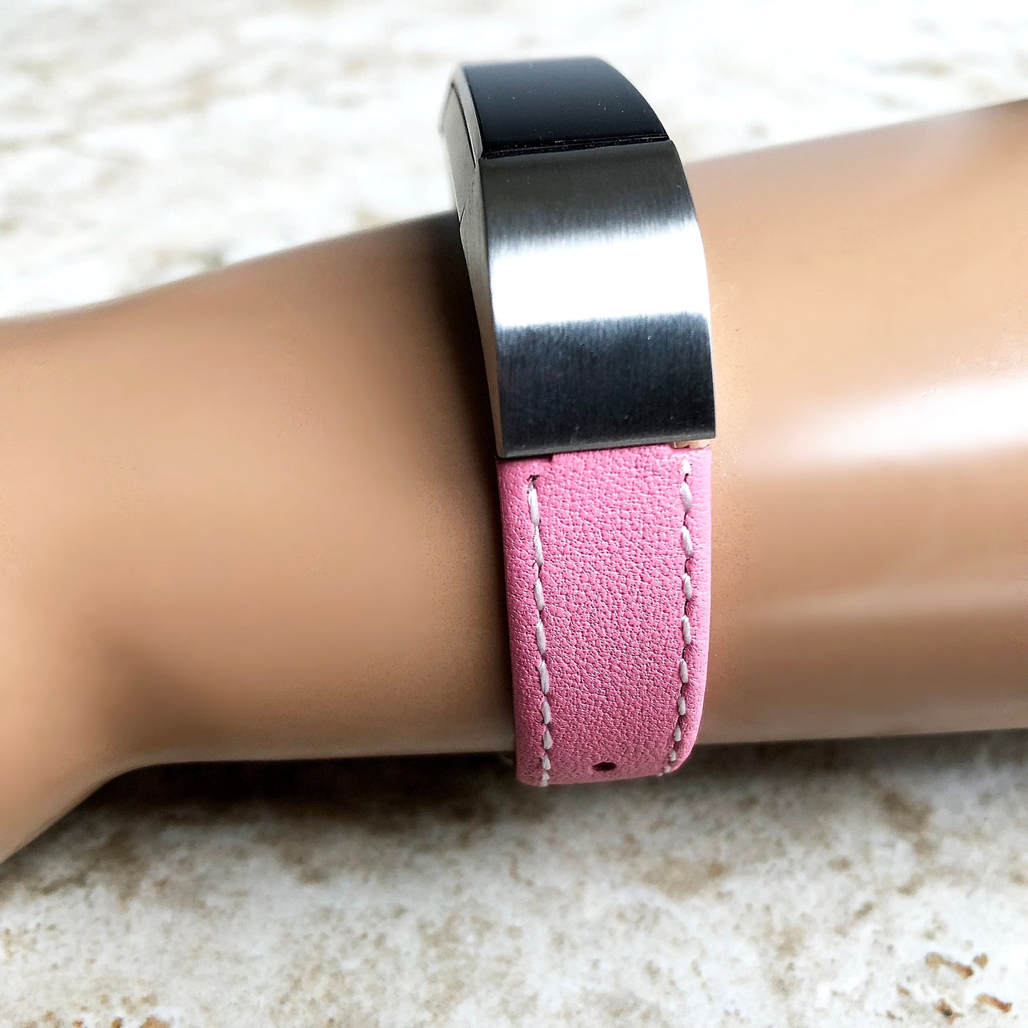 Fitbit Alta HR Unisex Modern Elegant Soft Leather Band Strap with Stitching Details Quick Release Adapters Included Ready to Attach SML