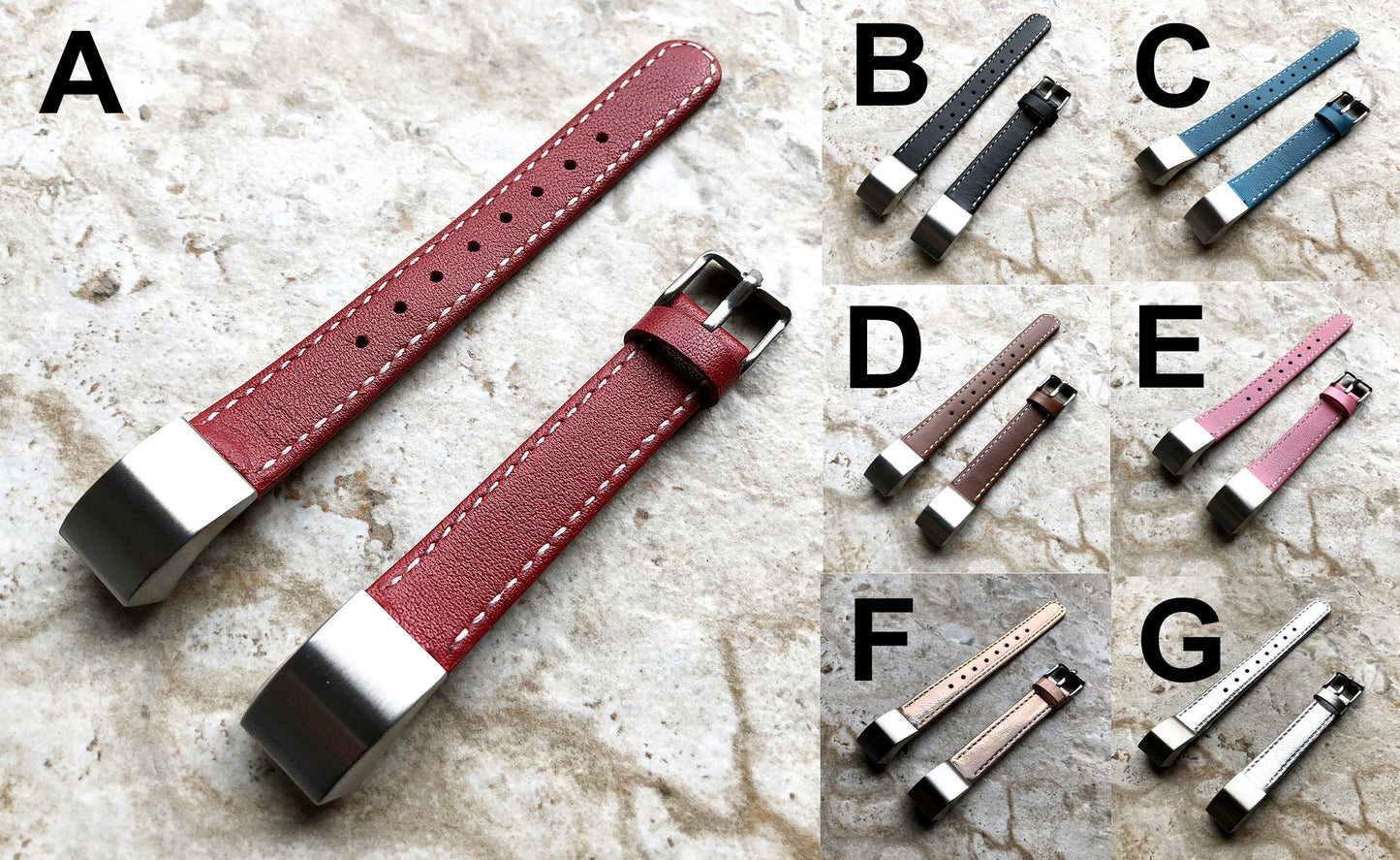 Fitbit Alta HR Classic Modern Elegant Soft Leather Band Strap with Stitching Details Quick Release Adapters Included Ready to Attach SLM