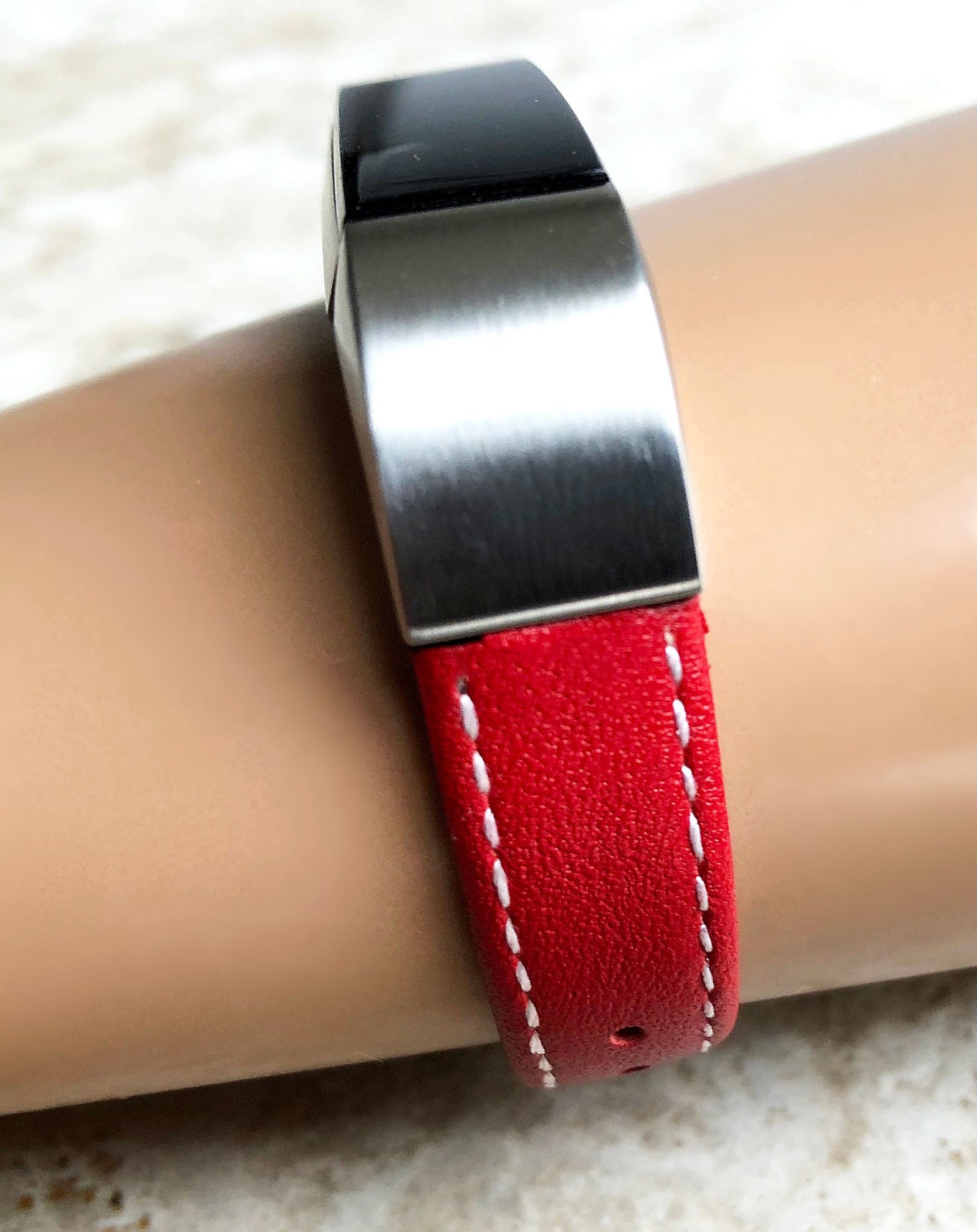 Fitbit Alta HR Classic Modern Elegant Soft Leather Band Strap with Stitching Details Quick Release Adapters Included Ready to Attach SLM