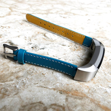Fitbit Alta HR Blue Stylish Unisex Soft Leather Band Strap with Stitching Details Quick Release Adapters Included Ready to Attach