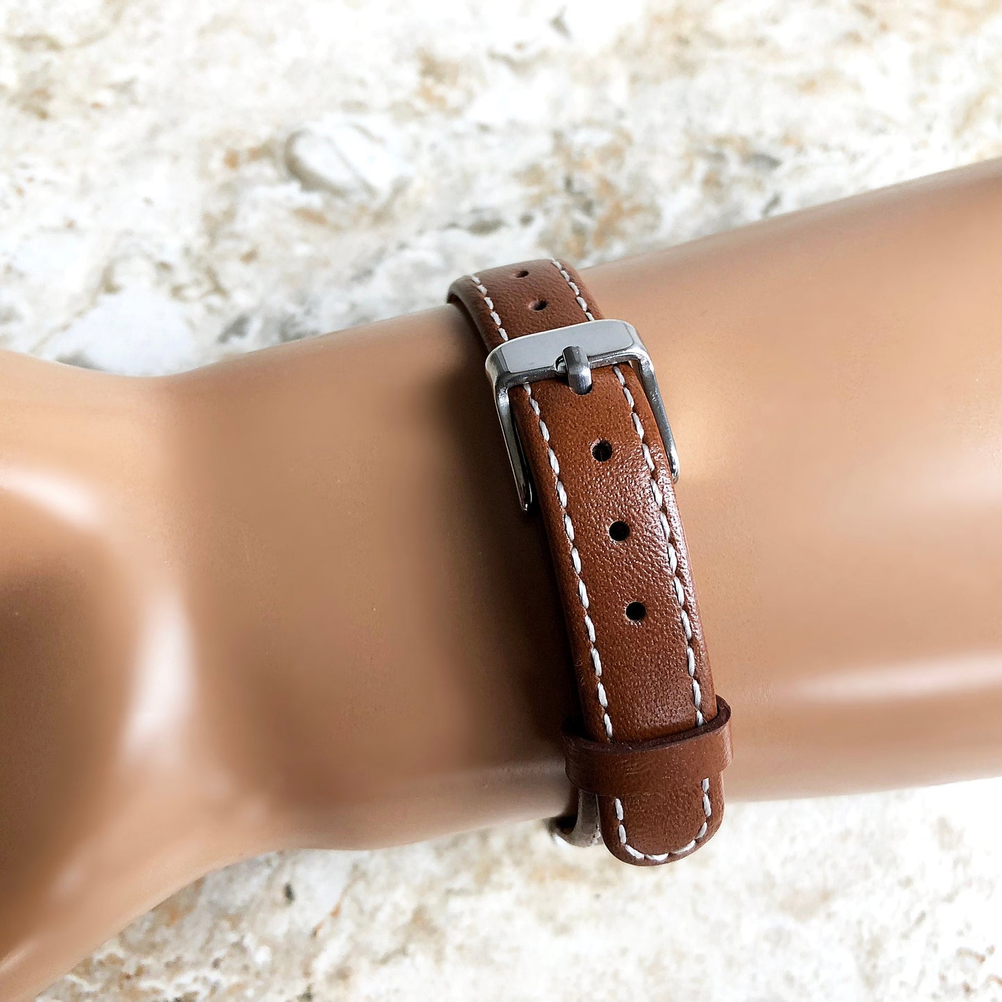 Fitbit Alta HR Brown Stylish Unisex Soft Leather Band Strap with Stitching Details Quick Release Adapters Included Ready to Attach