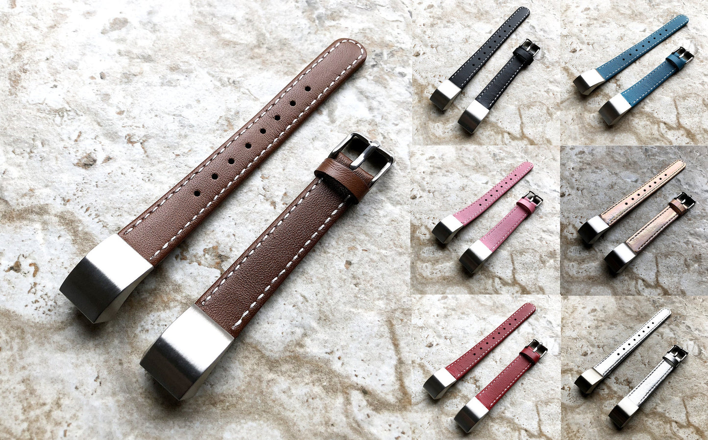 Fitbit Alta HR Brown Stylish Unisex Soft Leather Band Strap with Stitching Details Quick Release Adapters Included Ready to Attach