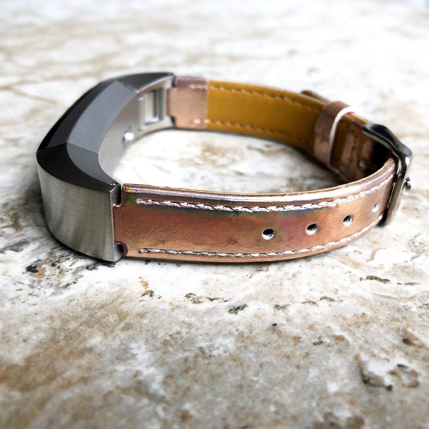 Fitbit Alta HR Chameleon Stylish Unisex Soft Leather Band Strap with Stitching Details Quick Release Adapters Included Ready to Attach
