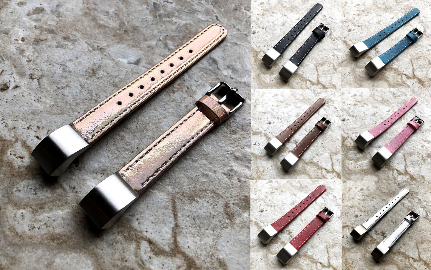 Fitbit Alta HR Chameleon Stylish Unisex Soft Leather Band Strap with Stitching Details Quick Release Adapters Included Ready to Attach
