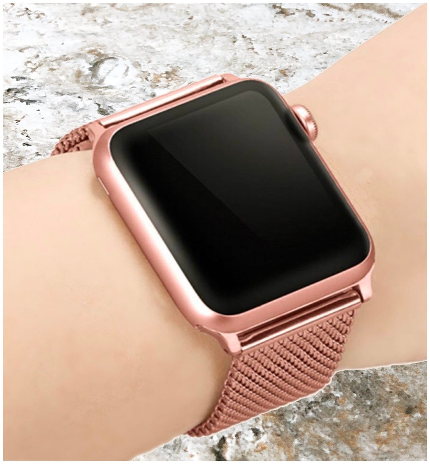 Apple Watch Rose Gold Color Band Set Crystal Bezel Case Cover for Ultra 2 9 8 7 SE 6 5 4 3 2 1 49mm 45mm 44 42 41mm 40mm 38mm Milanese Strap